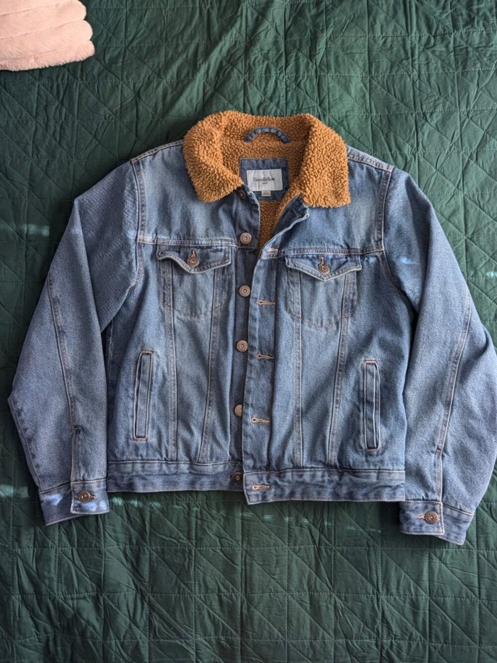 Goodfellow & Co Denim tan color Sherpa-Lined Jacket Blue. Size: Small